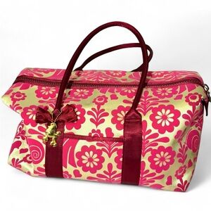 Chic Pink and Cream Floral Travel Bag